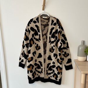 Entro Leopard Print Open Front Cardigan